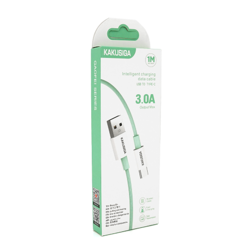 Кабель iKAKU KSC-723 GAOFEI, USB Type-A to USB Type-C, 3A, довжина 1м, Green, BOX