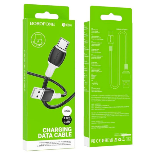 Кабель Borofone BX84, USB Type-A to USB Type-C, 3A, довжина 1м, Black, BOX