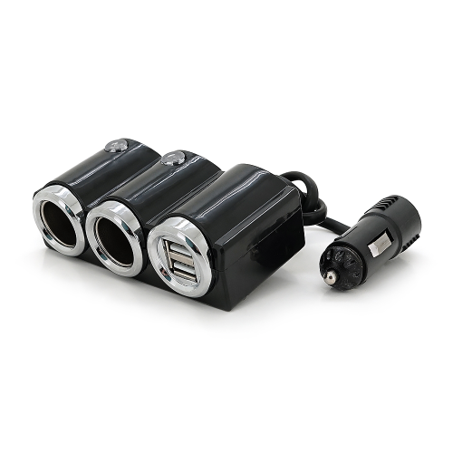 Автомобільний зарядний пристрій-розгалужувач Olesson 1502, 3x12V/2xUSB, Black, Blister