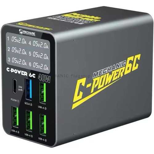 Мережевий зарядний пристрій Mechanic C-Power 6C 40W Gray