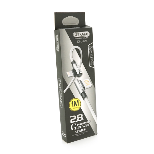 Кабель iKAKU KSC-028 JINDIAN, USB Type-A to Lightning, 2.4A, довжина 1м, Silver, BOX