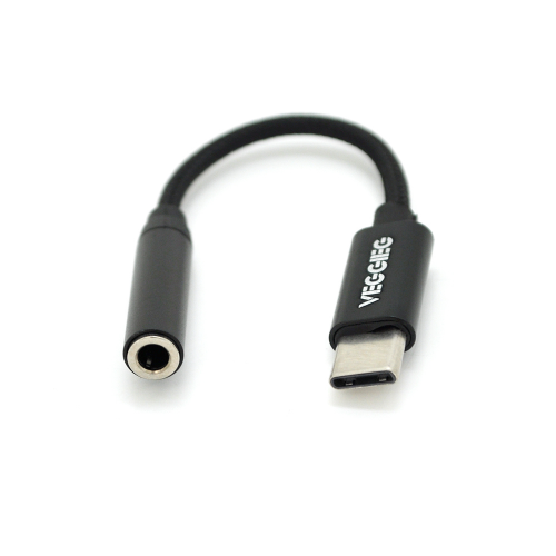 Перехідник VEGGIEG TC-201 Type-C(M) = Jack 3.5mm(F), 5см, Black, Пакет