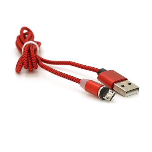 Магнітний кабель PiPo, USB 2.0 Type-A to MicroUSB, 2А, броньований, 1м, Red, BOX