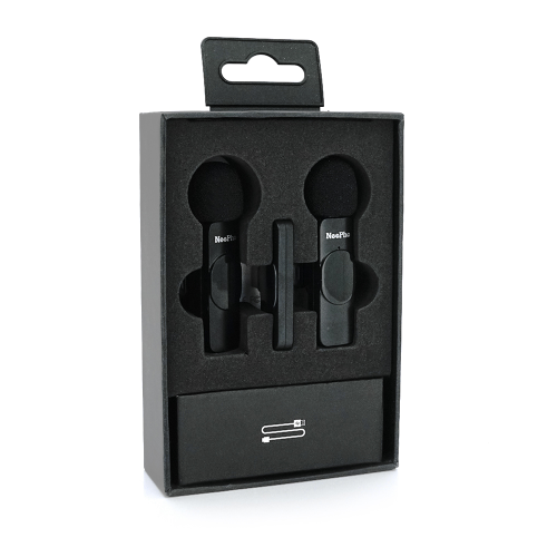 Петличний бездротовий мікрофон NeePho N8+(2шт), роз'єм Type-C, вбудований акумулятор 80 mAh, Black, Box