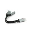 Перехідник VEGGIEG TC-208 Type-C(M) =&gt; Jack 3.5mm(F)+Type-C(F), 5см, Silver / Black, Пакет
