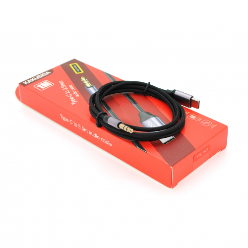Перехідник iKAKU KSC-427 Type-C(M) =&gt; Jack 3.5mm(M), 1м, Black / Silver, Box