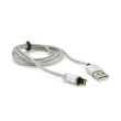 Магнітний кабель Ninja USB 2.0 / Lighting, 1m, 2А, індикатор заряду, тканинна оплетка, броньований, знімач, Silver, Blister-Box
