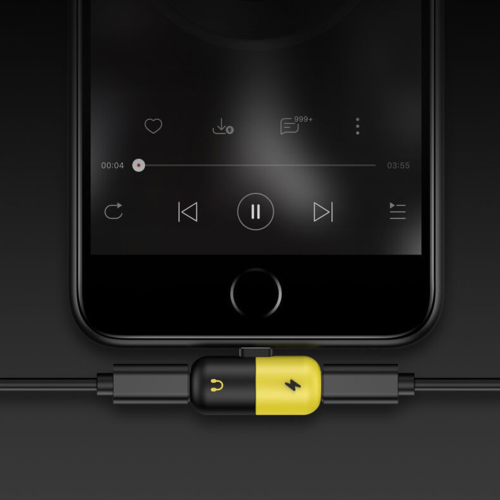 Перехідник Voltronic, Lightning(M) to 2xLightning(F), Black/Yellow, Box