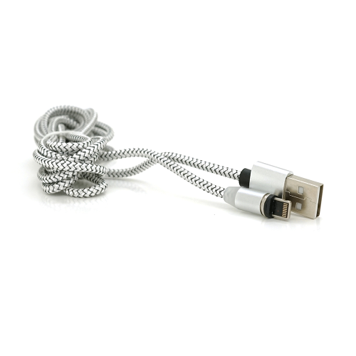 Магнітний кабель PiPo USB 2.0 / Lighting, 2m, 2А, тканинна оплетка, броньований, знімач, Silver, BOX