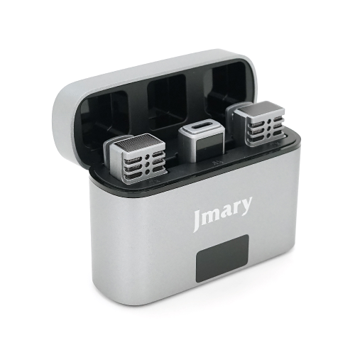 Петличний бездротовий мікрофон Jmary MW-15 (2шт)+ кейс, роз'єм Lighting, вбудований акумулятор 70 mAh, Silver, Box