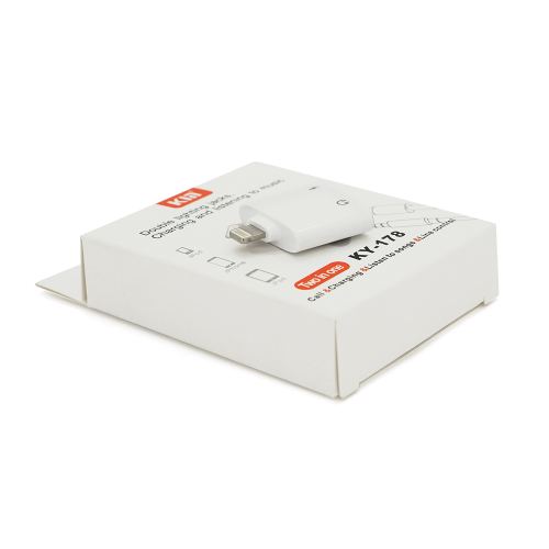 Перехідник KIN KY-178 Lighting(M) =&gt; Jack 3.5mm(F)+Lighting(F), White, Box