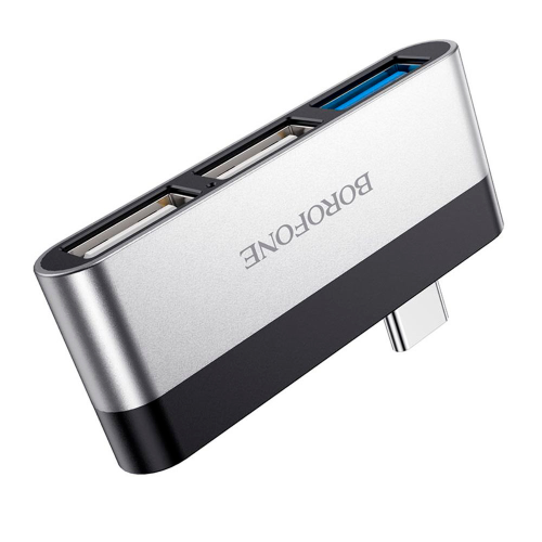 Перехідник BOROFONE DH1, USB Type-C(M) to USB 3.0/2xUSB 2.0, Black, Box