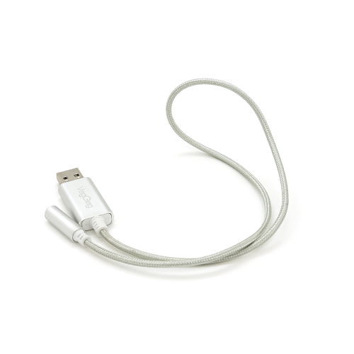 Перехідник для навушників VegGieg V-K202 USB2.0(M)-Jack3.5(F), Silver, Box