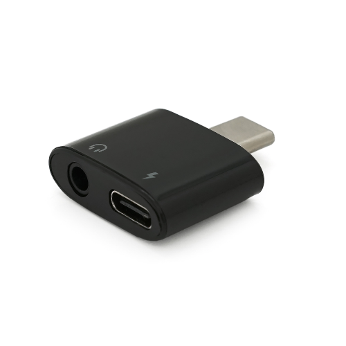 Перехідник KIN KY-203, USB Type-C(M) to Jack 3.5mm(F)/USB Type-C(F), Black, Box