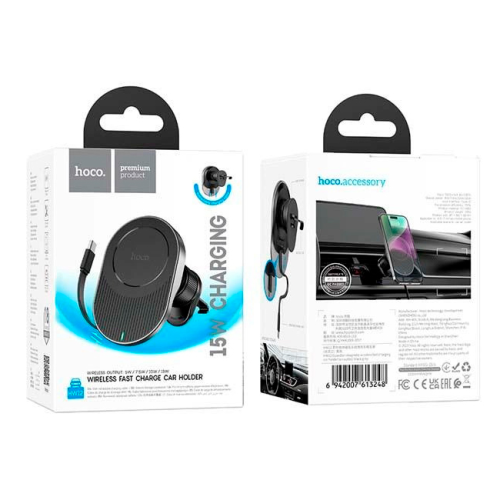 Автомобільний тримач для смартфона HOCO HW12, Black, Box