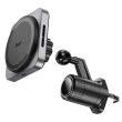 Автомобільний тримач для смартфона Hoco HW15 Speed Magnetic Wireless Fast Charging Air Outlet Black Metal Gray