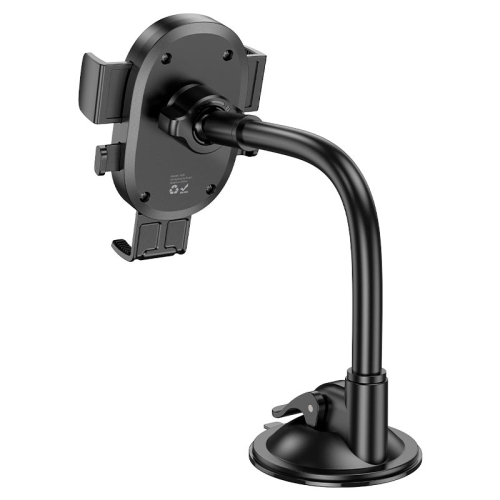 Автомобільний тримач для смартфона HOCO H20, кріплення на скло, затискач 55-85мм, Black, Box