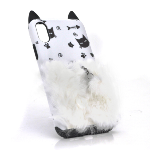 Чохол-накладка для смартфона Voltronic Кіт з пухнастим хвостом, для Apple iPhone 7/iPhone 8, зі смарткільцем, white