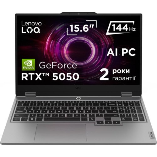 Ноутбук Lenovo LOQ 15AHP10, 15.6/AMD Ryzen 7 250/24GB/SSD 1TB/GeForce RTX 5050, 8GB/DOS/Luna grey (83JG00A1RA)