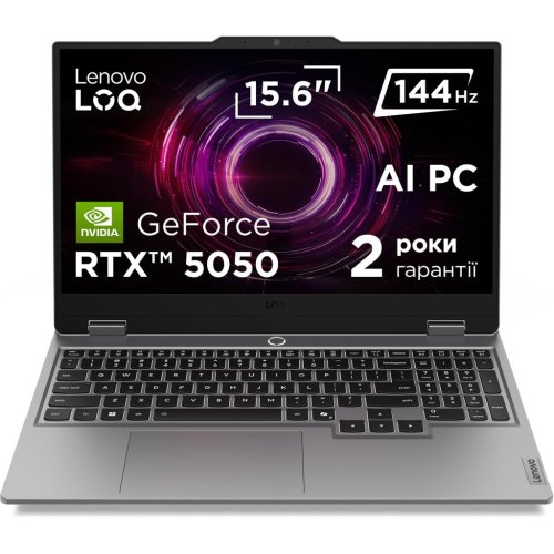 Ноутбук Lenovo LOQ 15AHP10, 15.6/AMD Ryzen 5 220/24GB/SSD 512GB/GeForce RTX 5050, 8GB/DOS/сірий (83JG009HRA)