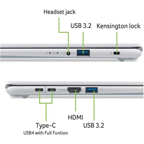 Ноутбук Acer Aspire Go 14 AG14-72P-50ZH, 14/Intel Core 5 120U/16GB/SSD 512GB/Intel Iris Xe Graphics/DOS/сріблястий (NX.JSUEU.006)