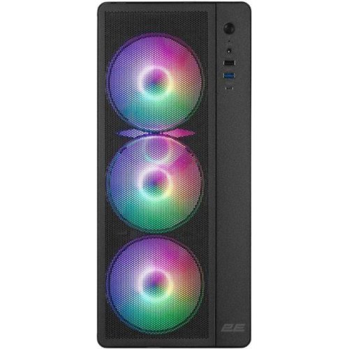 Корпус 2E GAMING Credo Plus V510B, без блоку живлення, 1xUSB3.0, 1х USB 2.0, 1xUSB Type-C, 4x120мм RGB Rainbow, VGA 310мм, ATX, чорний (2E-V510B)