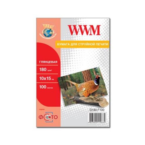 Фотобумага WWM, глянцевая 180g/m2, 100х150 мм, 100л (G180.F100)