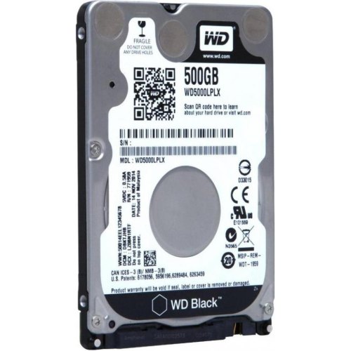 Внутрішній жорсткий диск 2.5 500GB WD (WD5000LPLX) SATA III, 7200 об/хв, 32 MB, Black