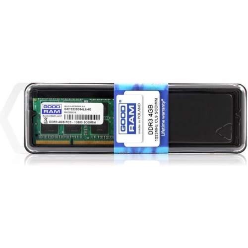 Модуль пам'яті SODIMM DDR3, 4GB, 1333MHz, GoodRam  (GR1333S364L9S/4G)