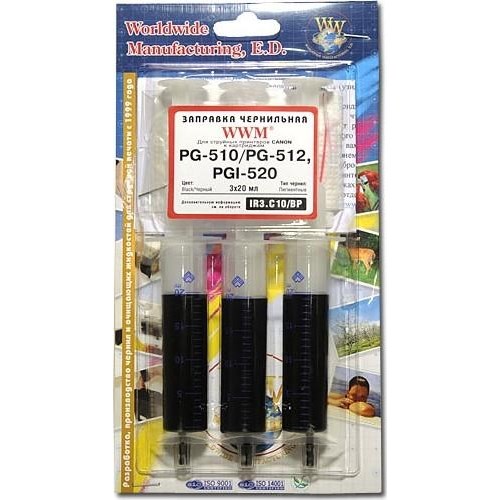 Заправний набір WWM для Canon PG-510/PG-512 (3 x 20мл) Black