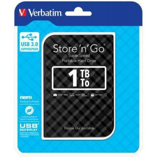 Зовнішній жорсткий диск 1TB Verbatim Store n Go (53194) 2.5 USB3.0 Black