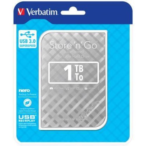 Зовнішній жорсткий диск 1TB Verbatim Store n Go (53197) 2.5 USB3.0 Silver