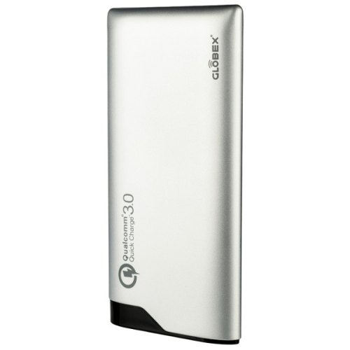 Зовнішній акумулятор PowerBank Globex Q100P 10 000 mAh Silver