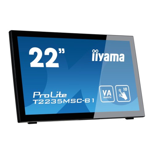 Монитор iiyama T2235MSC-B1 22', VA, 1920 х 1080, матовое, 16:9, DisplayPort, DVI, USB, VGA, есть, 5мс, 0.248, черный