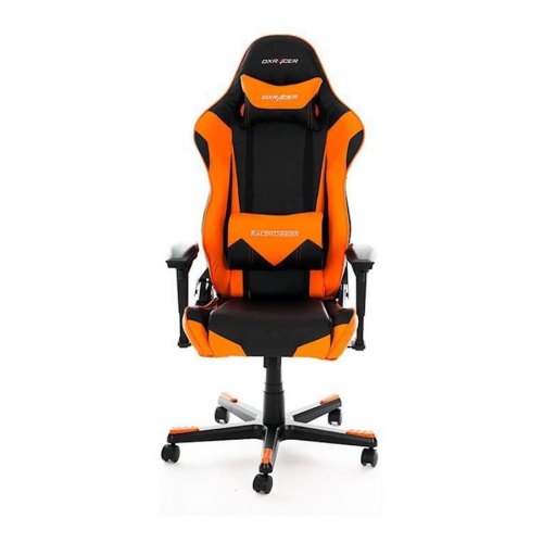 Крісло для геймерів DXRACER RACING OH/RE0/NO (чорне/оранжеві вставки) PU шкіра, AL основа