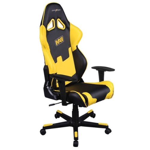 Крісло для геймерів DXRACER RACING OH/RE21/NY/NAVI (чорні/жовті вставки) PU шкіра, AL основа