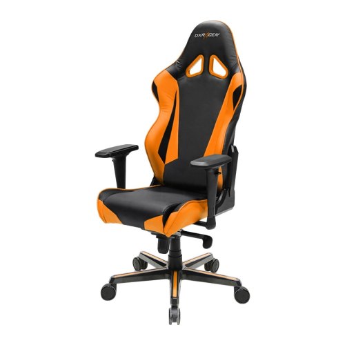 Крісло для геймерів DXRACER RACING OH/RV001/NO (чорне/оранжеві вставки) PU шкіра, AL основа