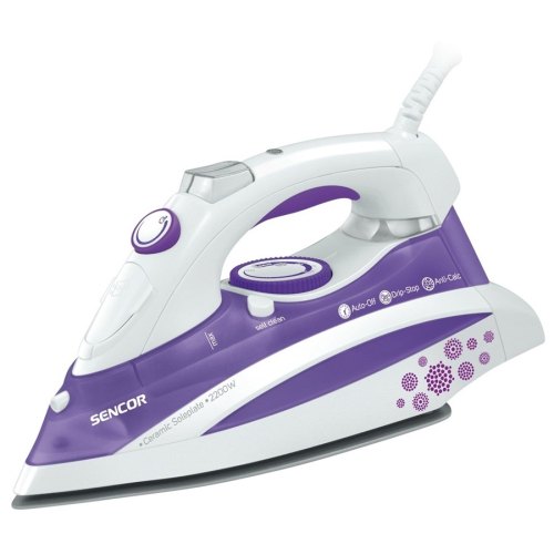 Праска Sencor, 2200Вт, 380мл, постійна пара - 30гр, Anti-Calс, Drip-Stop, керам. підошва, голубий