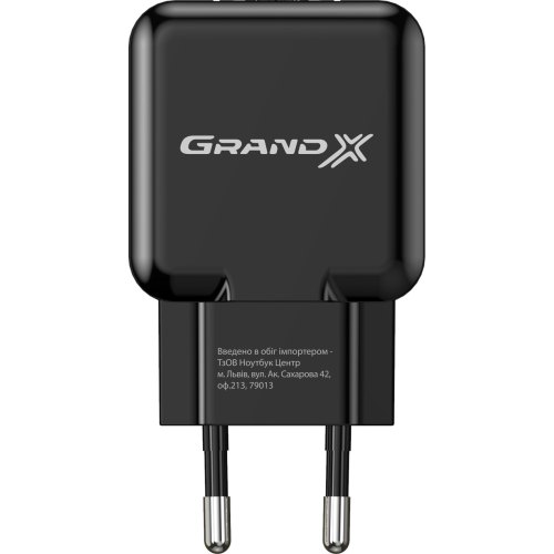 МЗП Grand-X CH-03 (USB 5V 2,1A з захистом від перенавантажень), color Black (CH-03B)