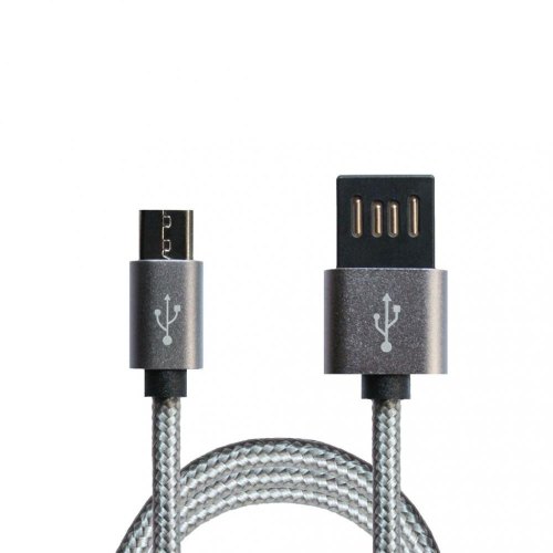 Кабель Grand-X USB-micro USB FM02 2,1A, 1m, Grey/Black