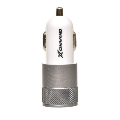 АЗП Grand-X CH-25 (2USB 5V 2.4A, 12-24V + кабель microUSB 1,0 м), White (CH-25WM)